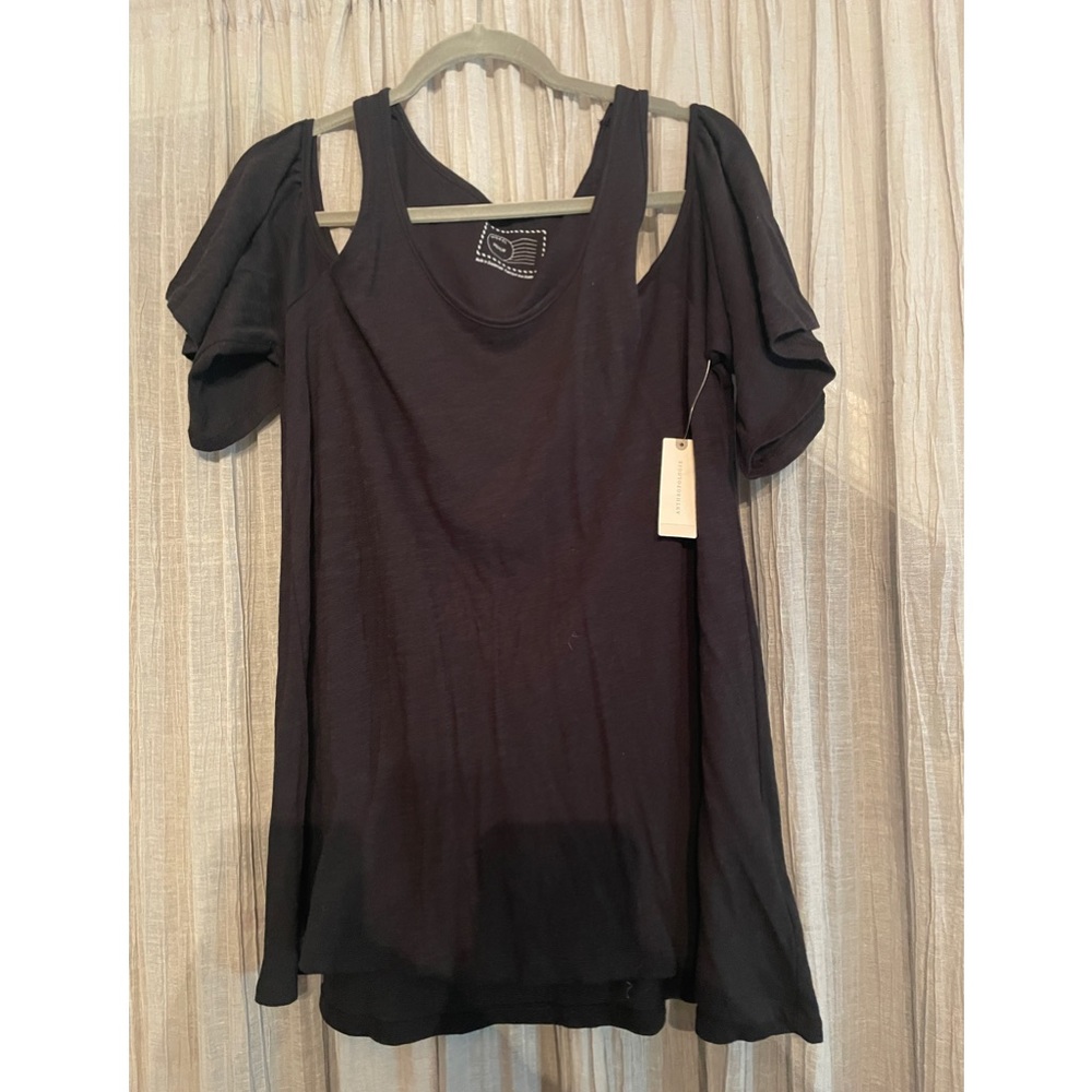 Anthropologie Cold Shoulder Short Sleeve Top